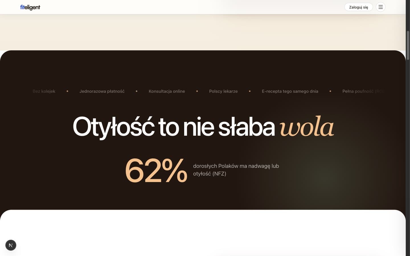 Ciemna sekcja redakcyjna marki z logotypem i typografia statystyki