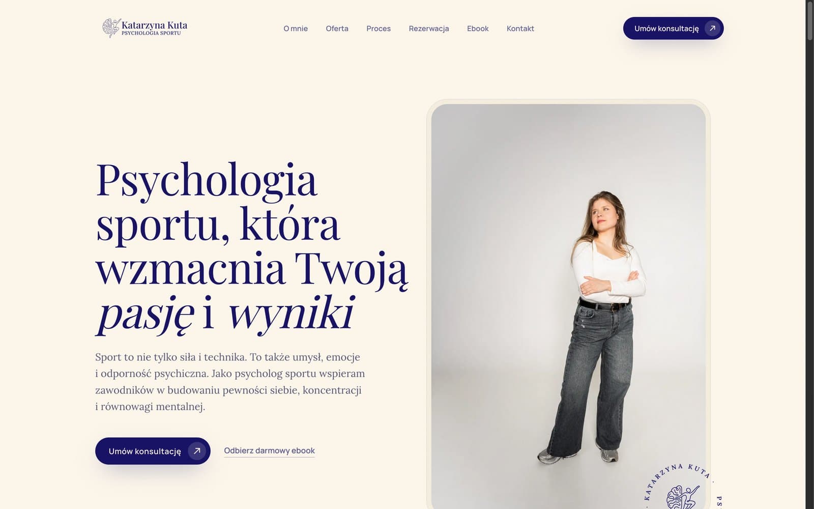 Strona glowna katarzynakuta.pl, sekcja otwierajaca