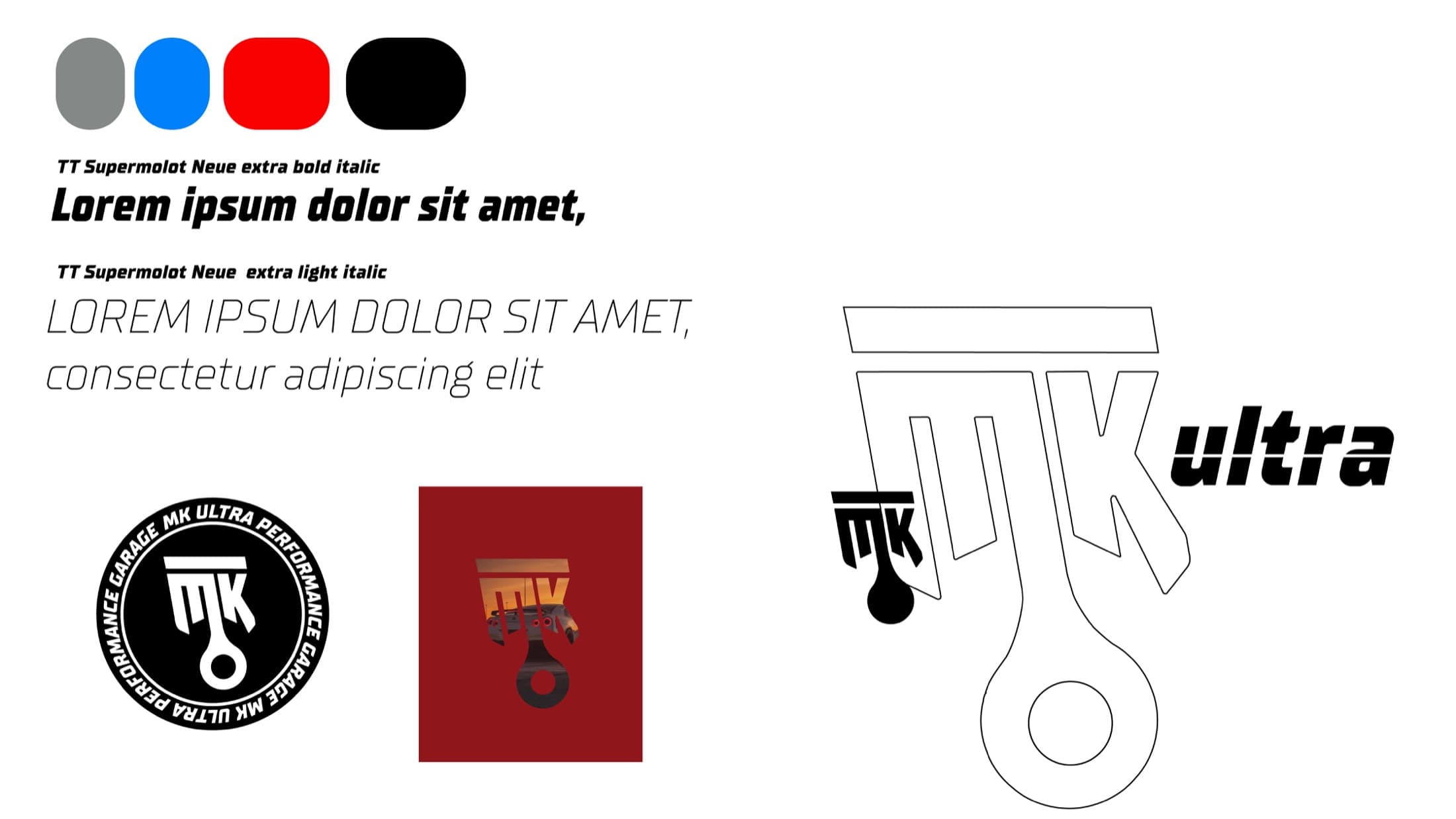 Plansza identyfikacji: paleta, typografia, znak i badge.