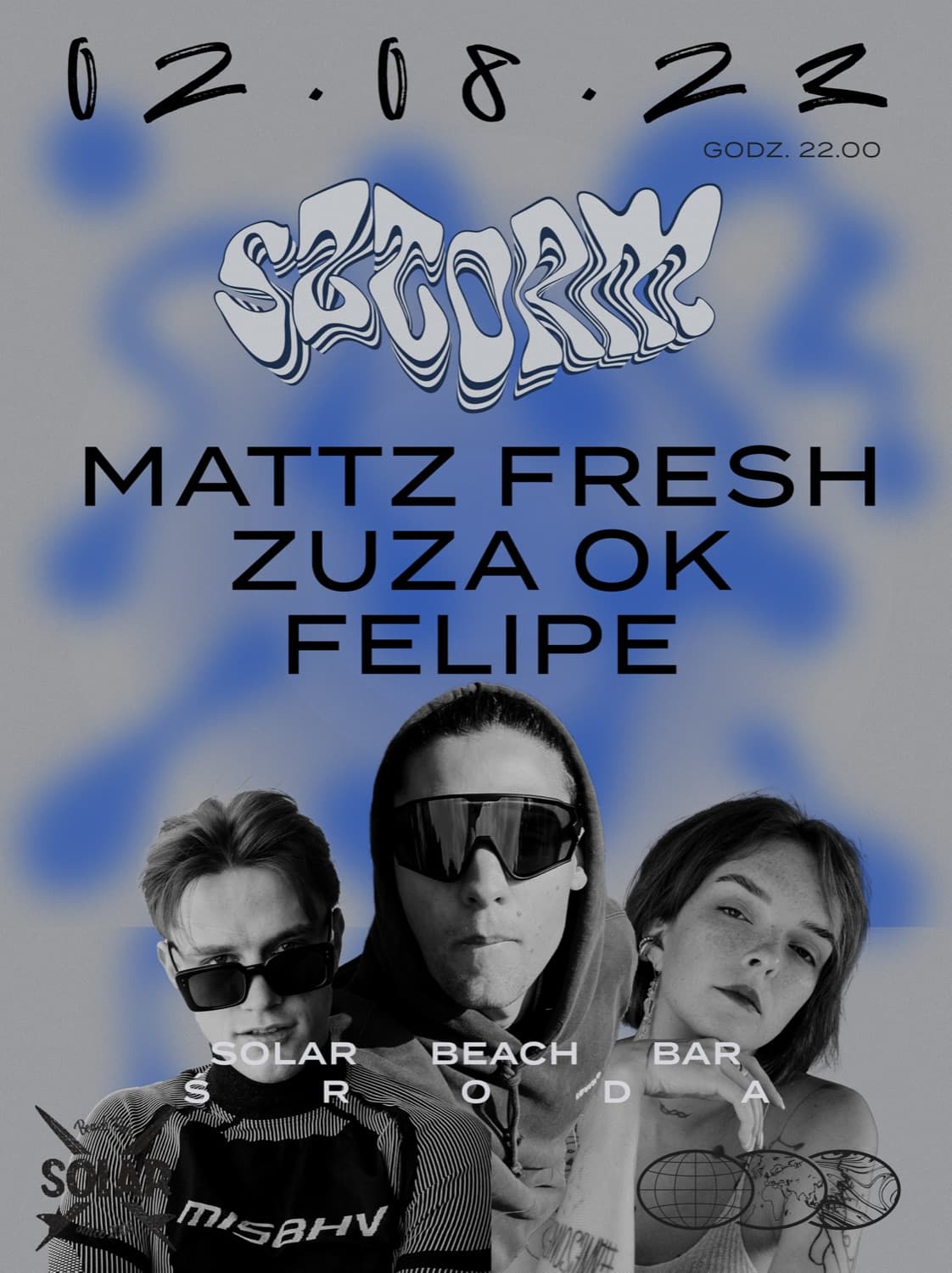 Plakat SZTORM I z psychodeliczna typografia graffiti